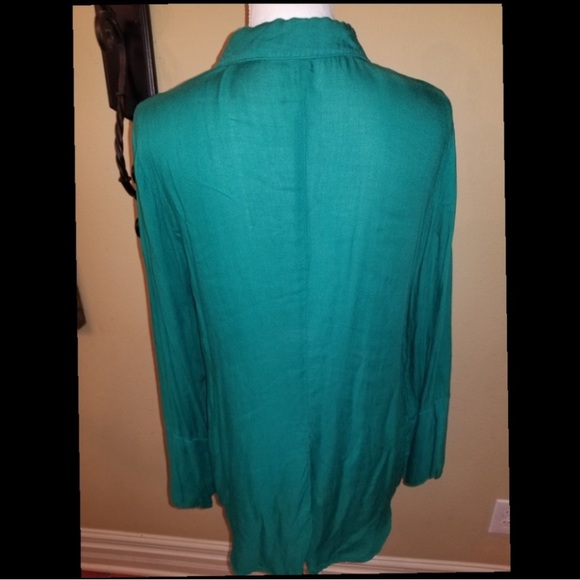 Anthropologie Bella Dahl Green LongSleeve Button Up Blouse size Large - Picture 6 of 7